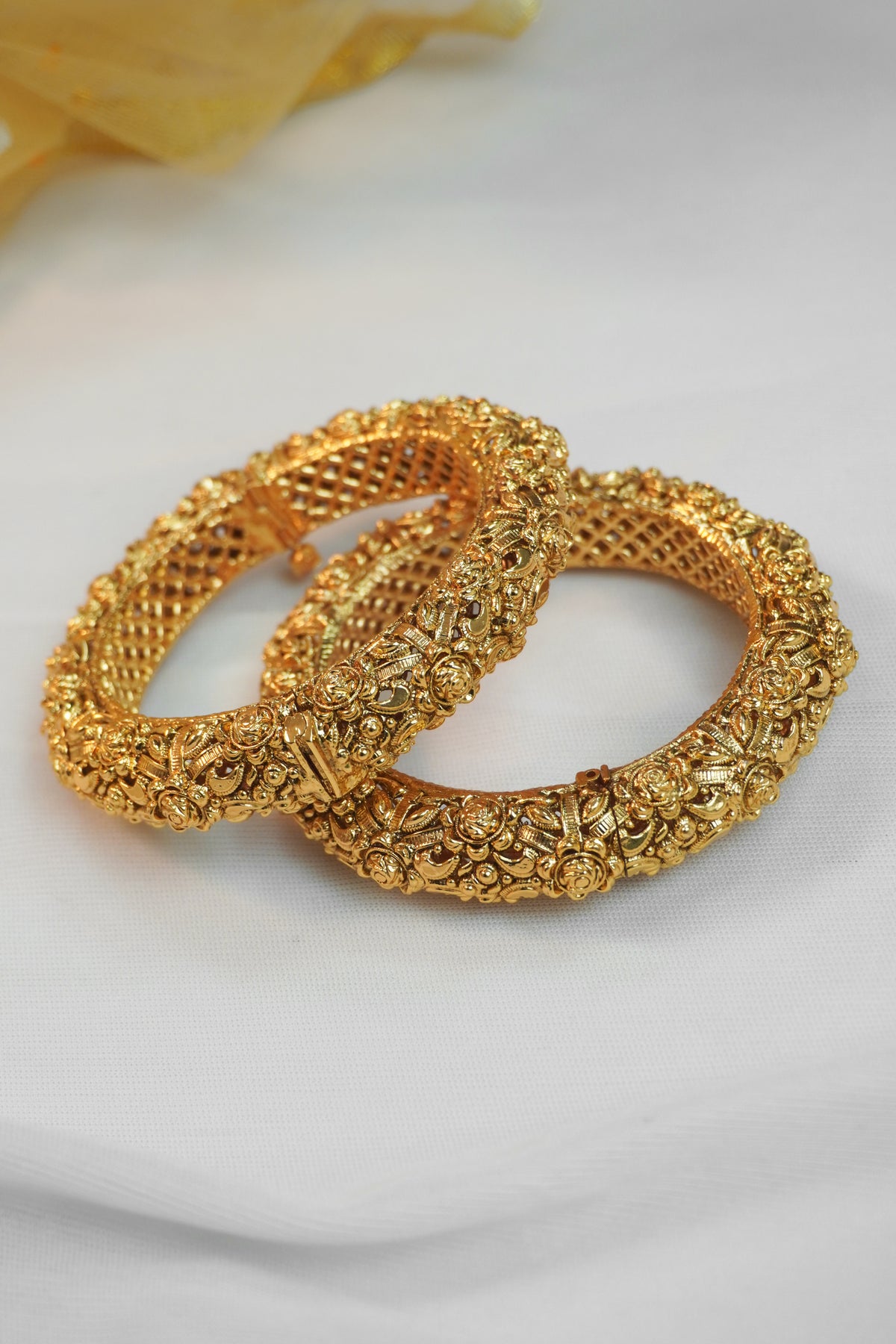 Antique 24K Gold Plated Kada Set - Gold Plated Kada Bangles Set