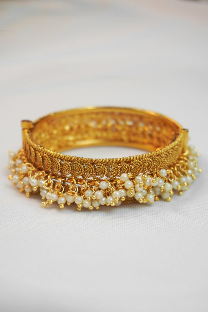 Gold Plated Kada with Beads - Gold Kada Design For Ladies