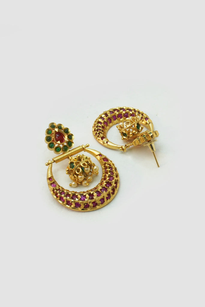green and pink combination earrings-drop earrings for women