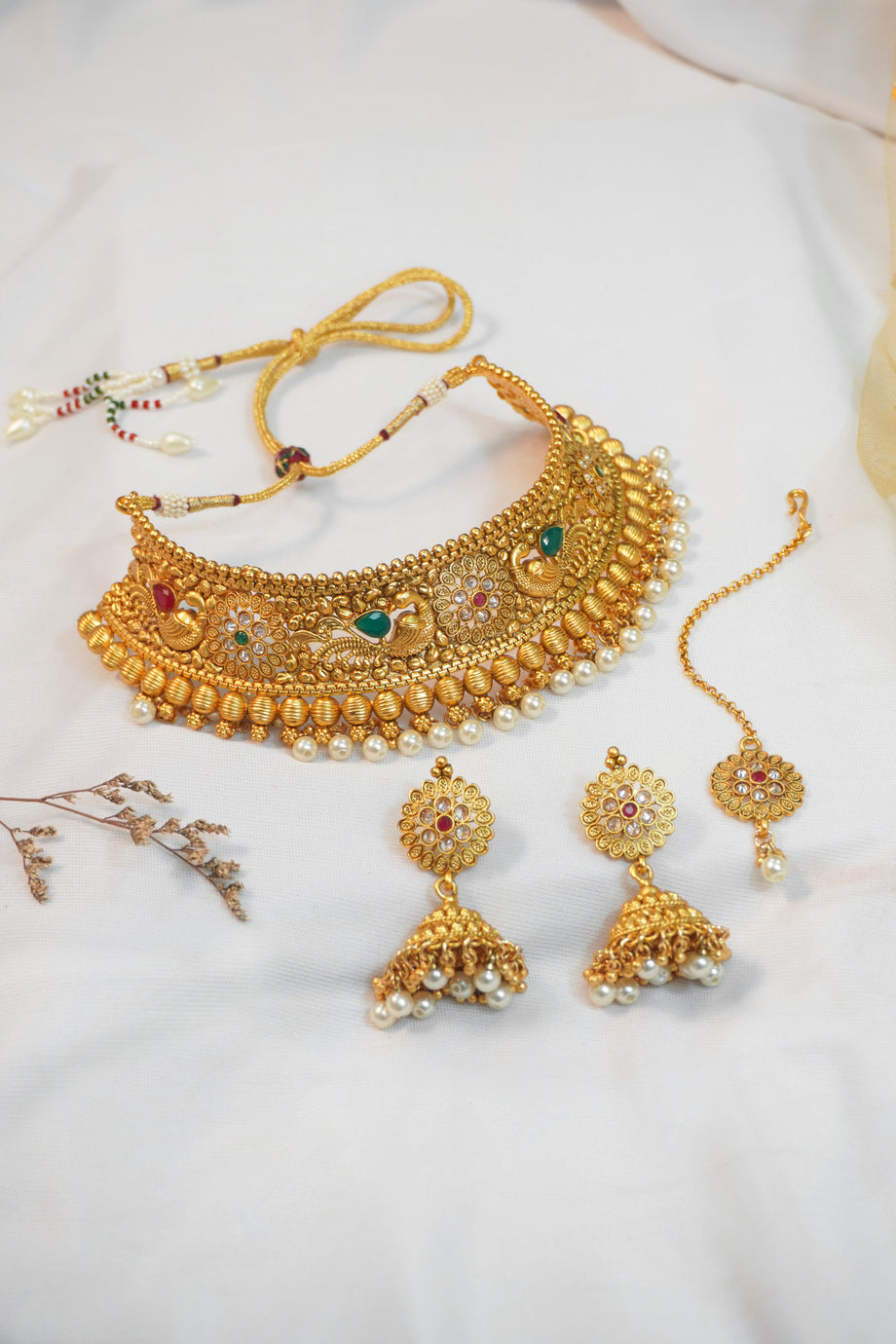 Peach Multicolor Kundan Pearls Choker Set/pearls Choker Set With  Earrings/indian Choker Set/pakistani Choker Set - Etsy
