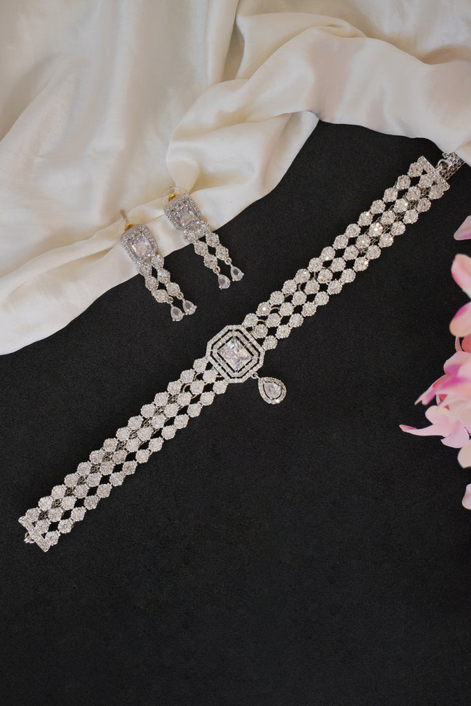 Classic American Diamond Choker Necklace Set - Choker Necklace for Girls