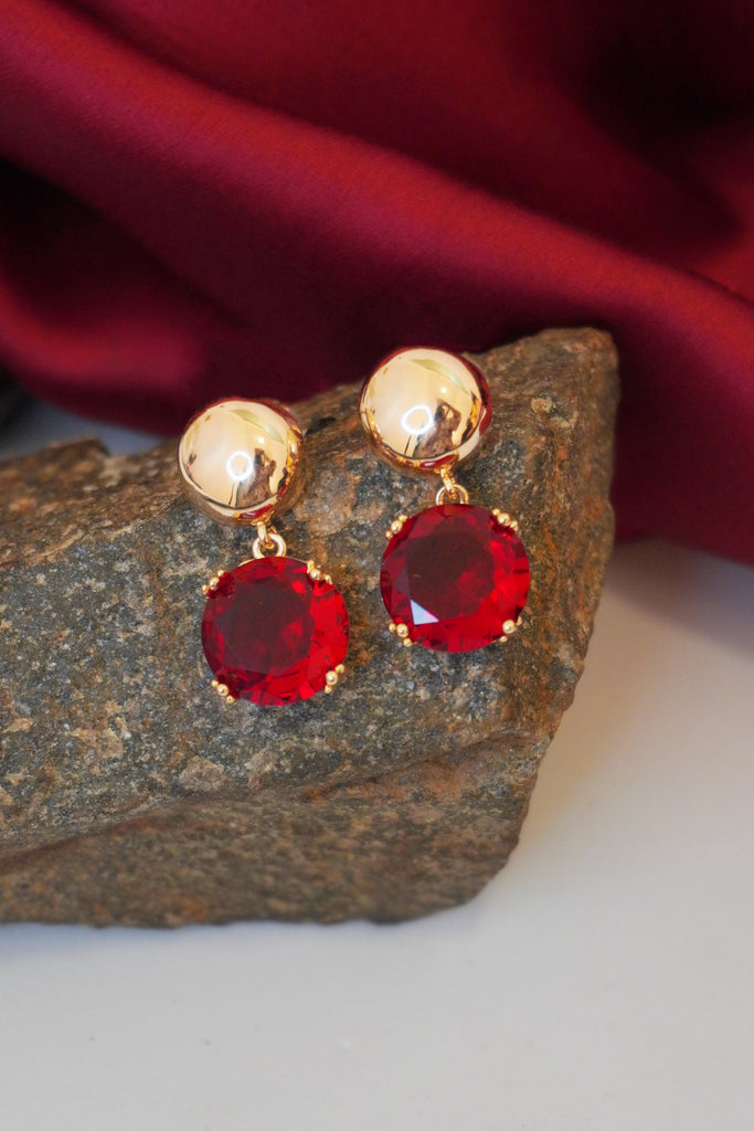 Gold Plated Red Earring - Fashion Earrings Online