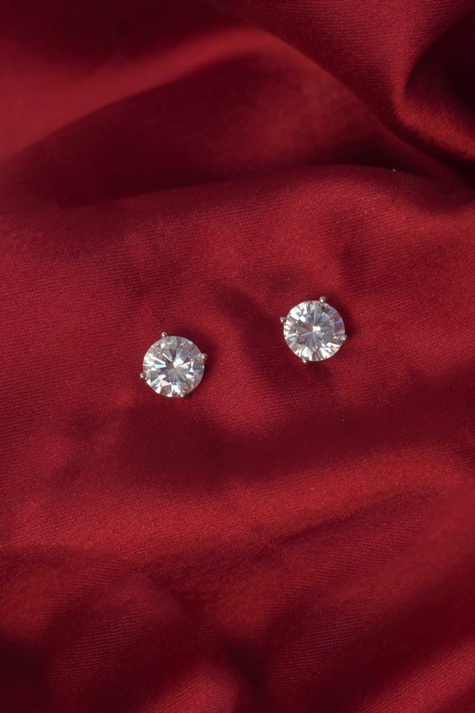 Silver Plated American Diamond Stud Earring - Most Popular Diamond Stud Earrings