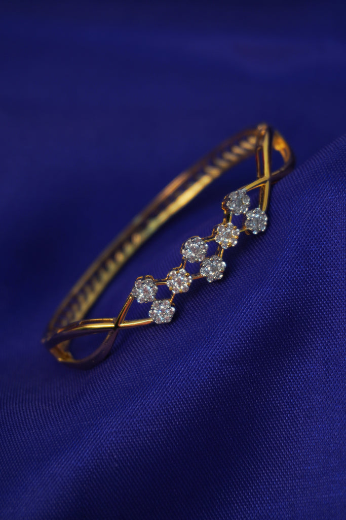 24k Gold Plated Designer American Diamond Bracelet - American diamond gold bracelet