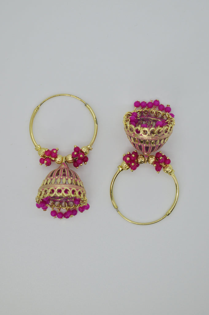 Pink Gold Plated Hoops Earring Online - Niscka 