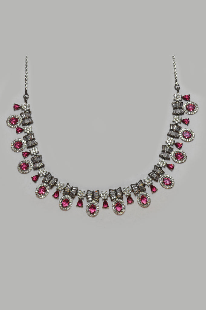 Wild Berry American Diamond Floral Necklace Set for Women - Niscka