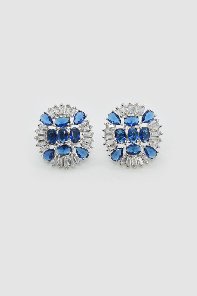 Blue and Silver American Diamond Earrings - Affordable American Diamond Earrings