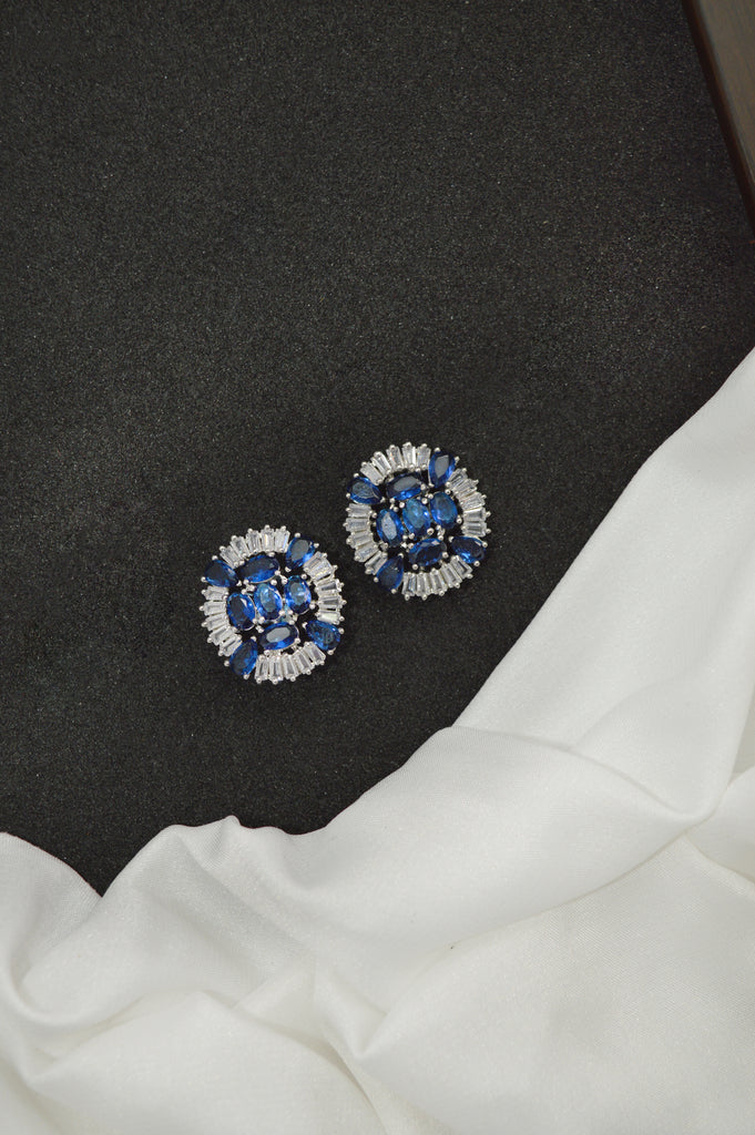 Blue and Silver American Diamond Earrings - Buy Best Quality American Diamond Earrings Online 