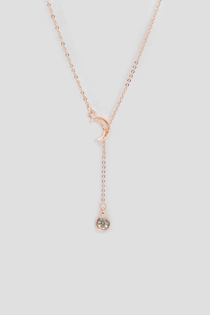 Crescent Moon With American Diamond Pendant - Antique Pendant - Chain for Girls
