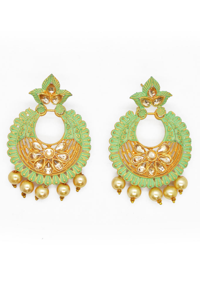 Matte Green Traditional Earrings - Stylish Earrings for Girls
