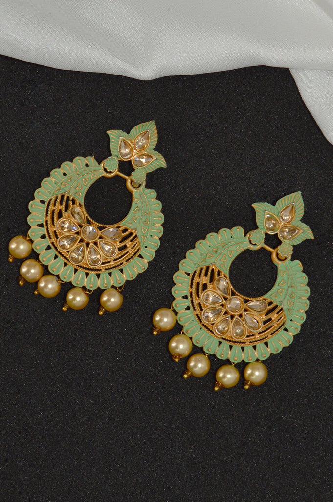 Matte Green Traditional Earrings - Earrings for women