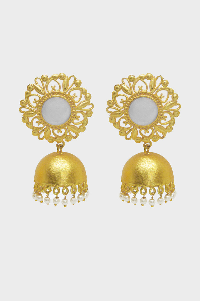 Kundan Stone Gold Plated Earrings - Ladies Gold Plated Earrings