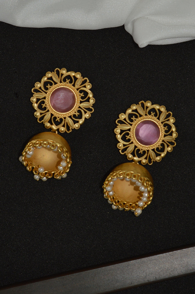 Kundan Stone Gold Plated Earrings - Gold Covering Earrings Online Shopping