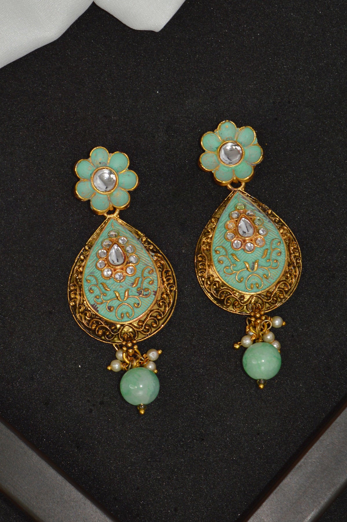 Chartreuse Green Meenakari Earrings - Earrings for women