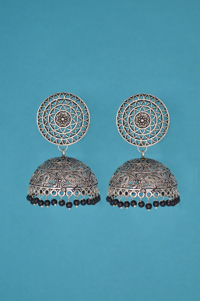 Black Oxidised Jhumki Earrings for Women - Jhumka for Saree - Oxidised Earrings New collection