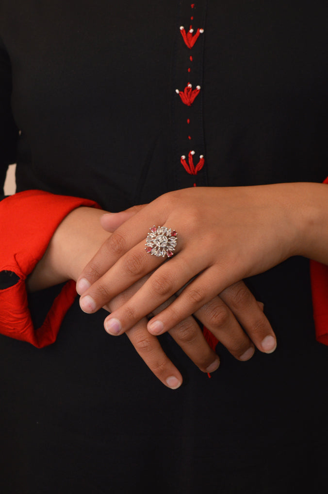 American Diamond Zirconia Stone Studded Ring for Women