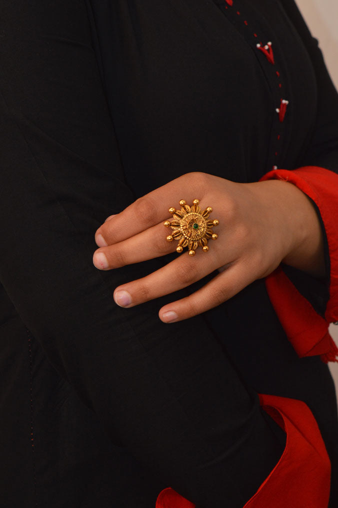 Traditional Gold Plated Star Adjustable Ring - Rings for Women