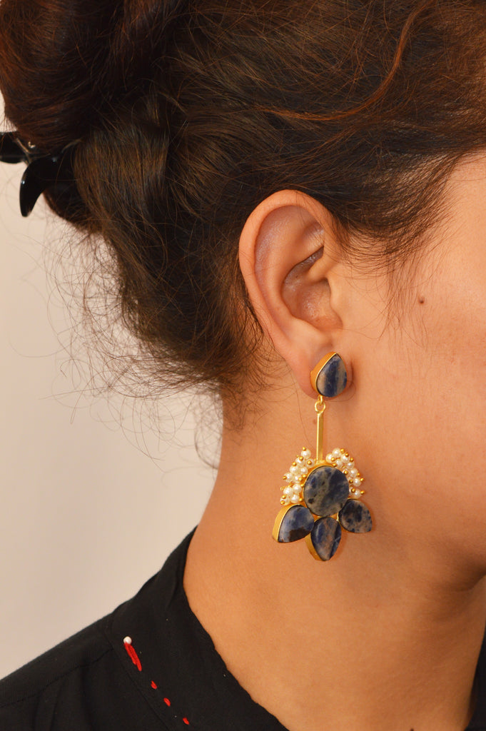 Druzy Blue Pearly Drop Earring - Earrings set