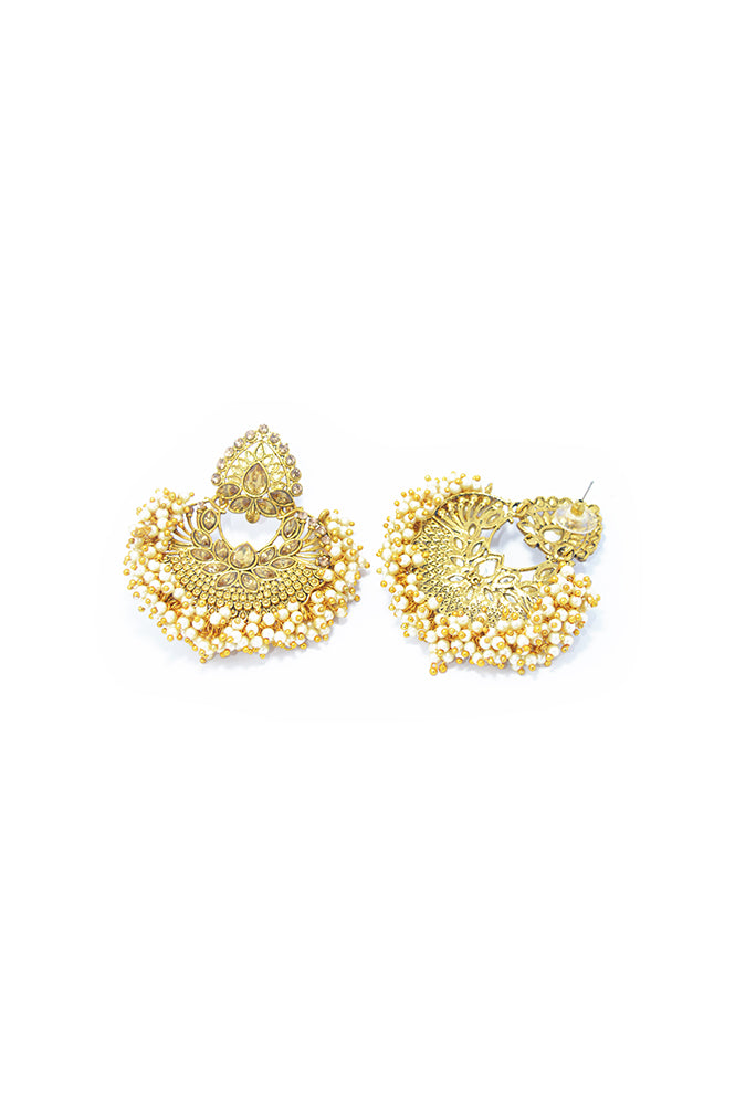Kundan Gold Plated Earring for Women - Simple Earrings Design - Kundan Jewellery Online Shopping for Women