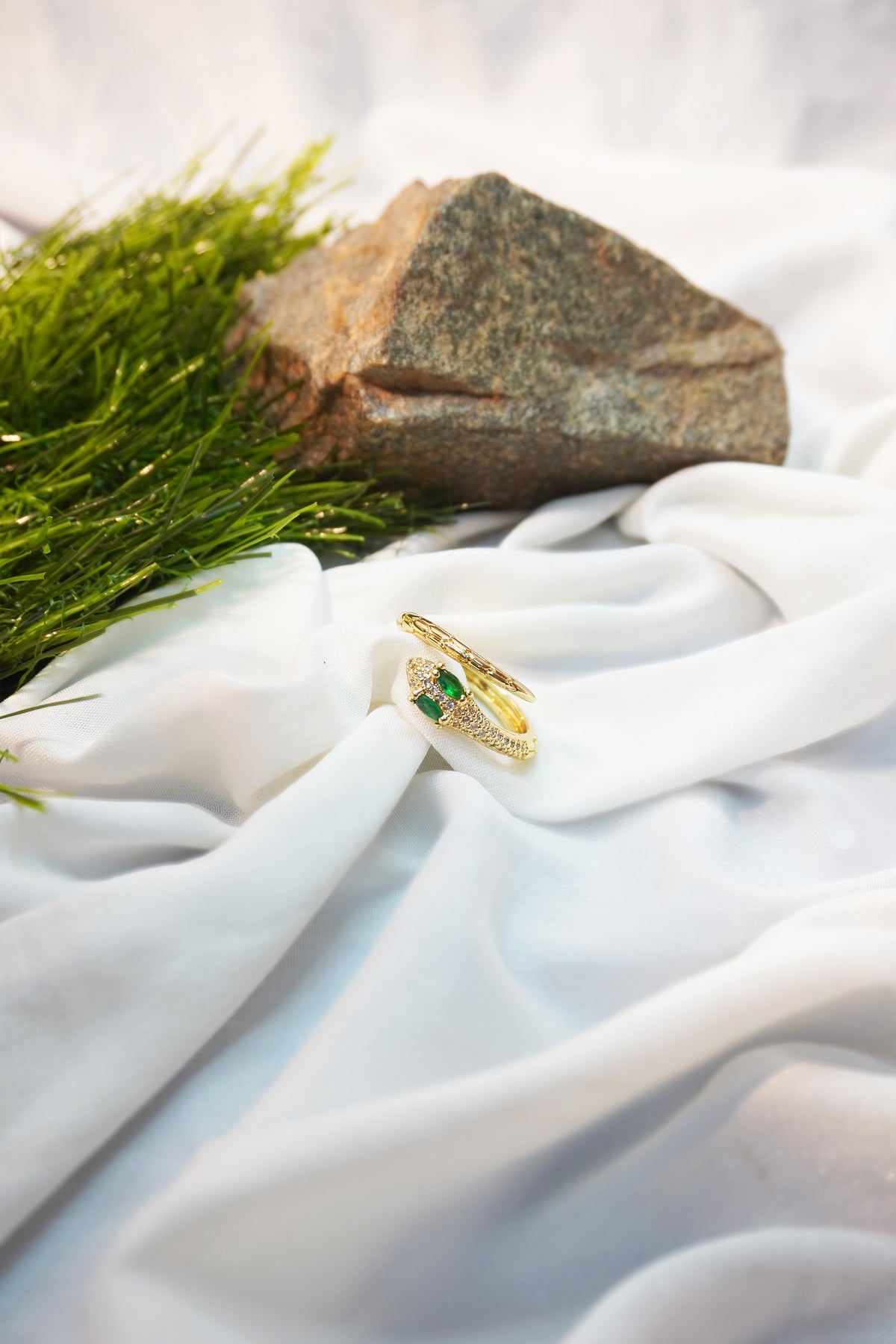 American Diamond Gold Snake Ring