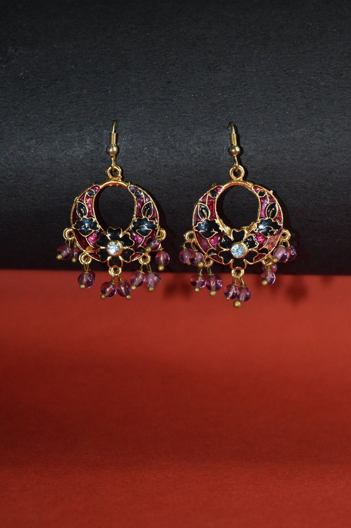 Oval Bead Drop Meenakari Earrings - ‎Fancy Earrings