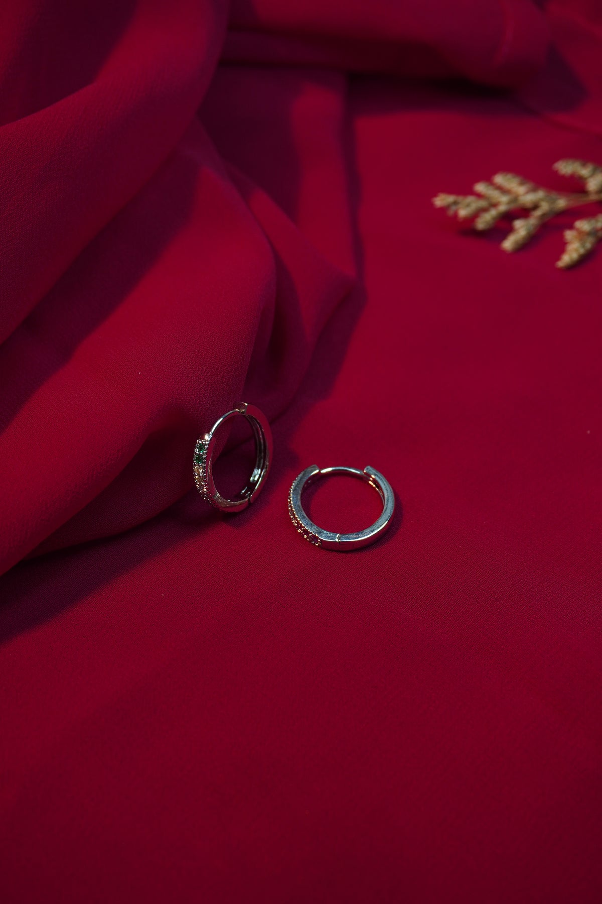 Multicolor Silver Plated Huggie Earring