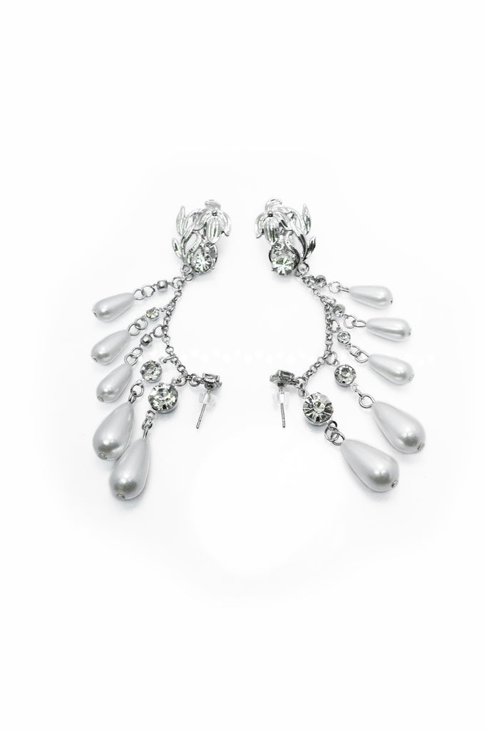 Diamond Stud Pearl Earrings