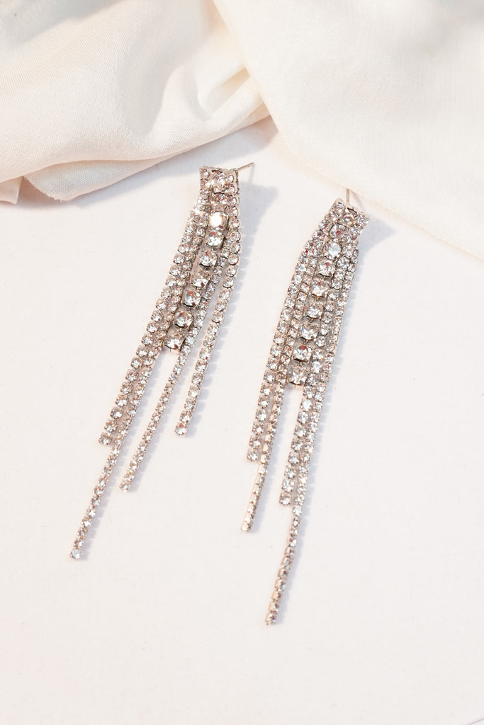 Up to 65% Off Ladies Flower Diamond Tassel Earrings Full Rhinestone Long  Earrings Tassel Earrings Necklace Rings Earring Jewelry on Clearance