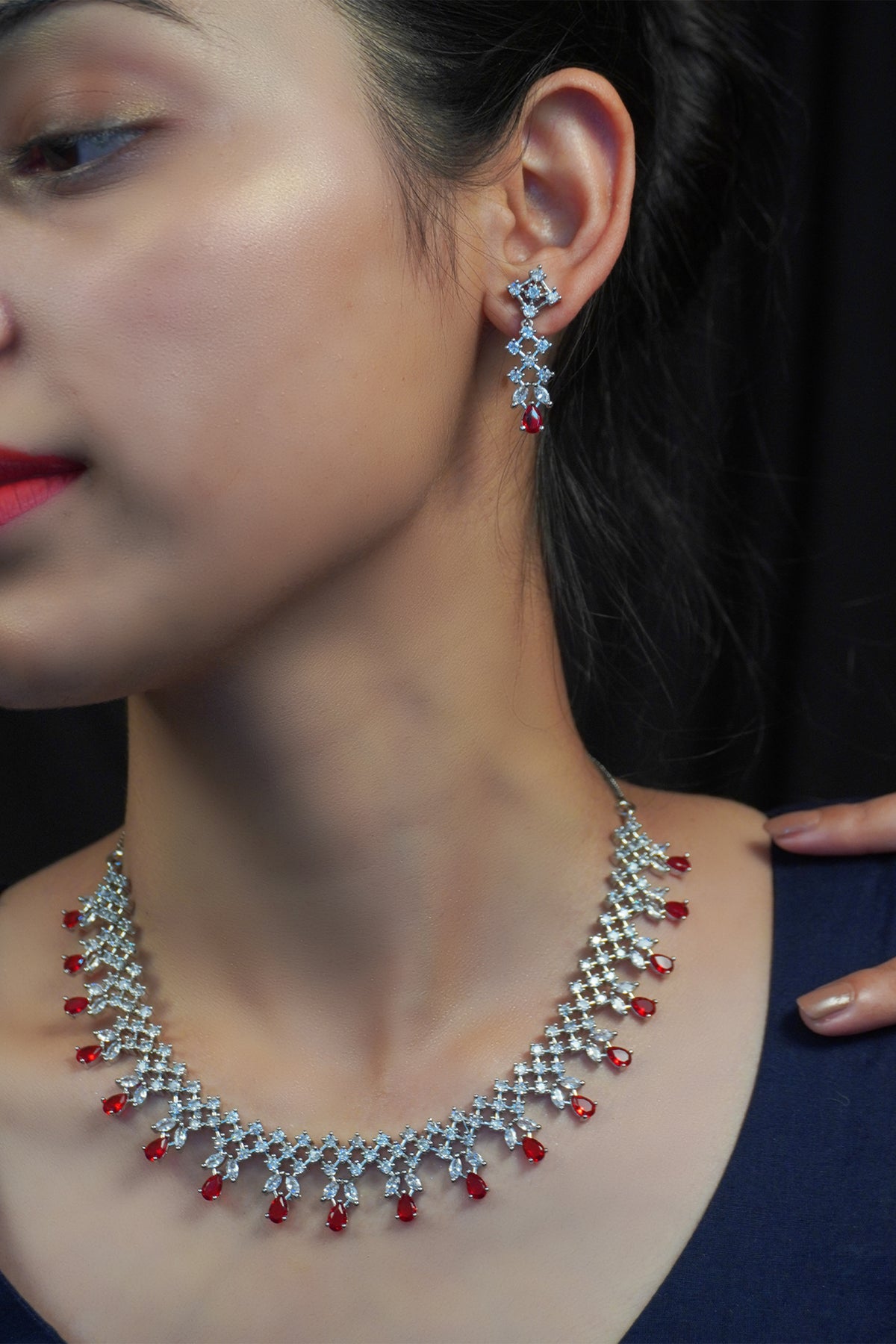 American Diamond Necklace Set For Women - American Diamond bridal jewellery sets with price