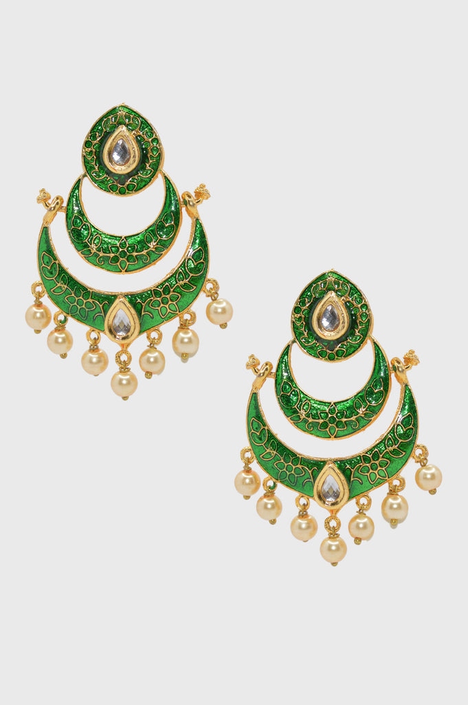 Green Color Designer Meenakari Earring - Buy Meenakari Earrings Online
