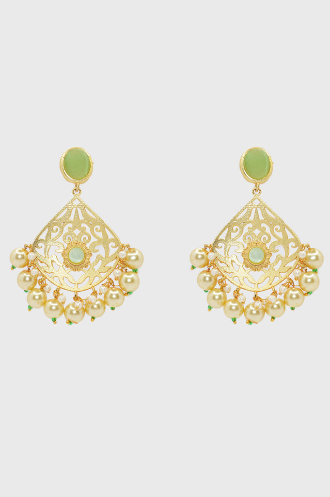 Green Color Gold Plated Meenakari Earrings for Women
