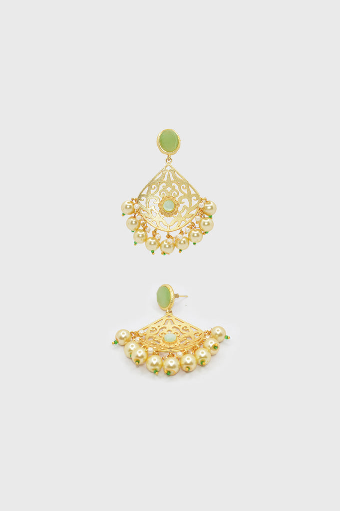 Green Color Gold Plated Earrings - Buy Earrings For Women 