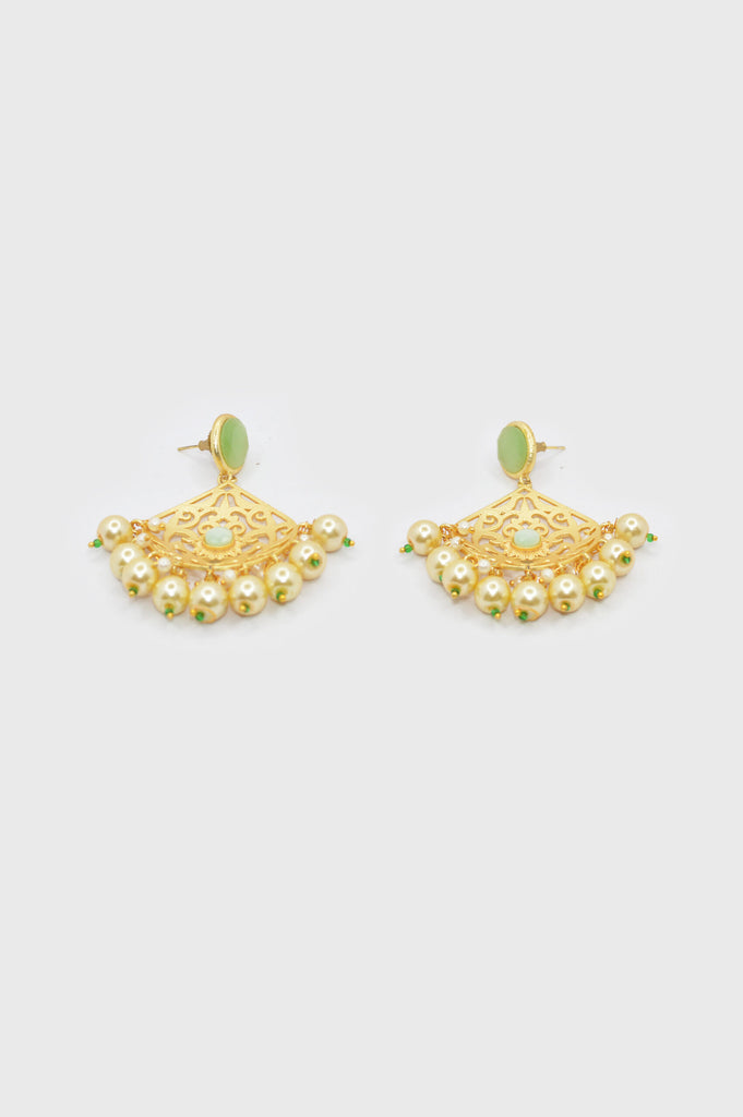 Green Color Gold Plated Meenakari Earrings  Online 