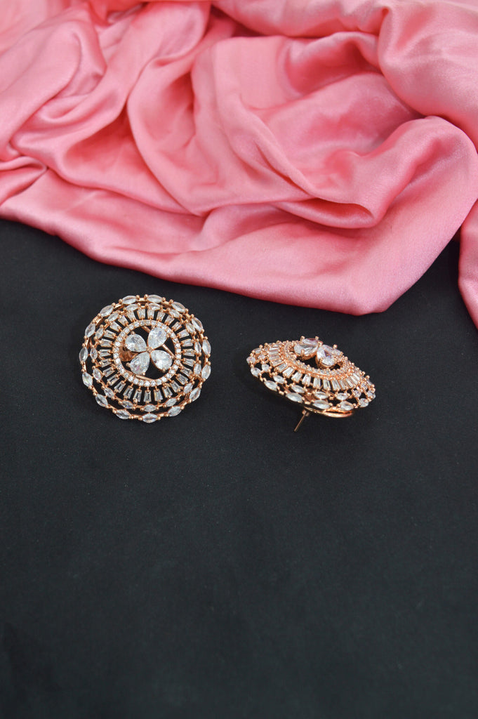 American Diamond Gold Plated Earring Set - Niscka