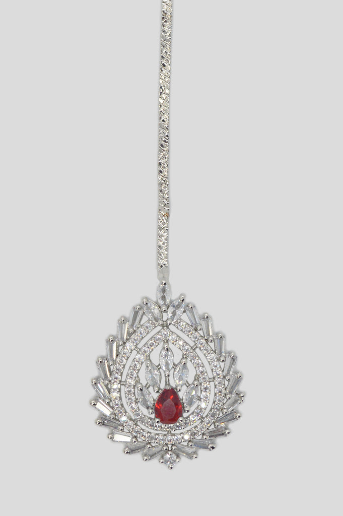 American Diamond Red Stone Studded Maangtikka - Buy Maang Tikka online in India - Maang Tikka (मांग टीका)