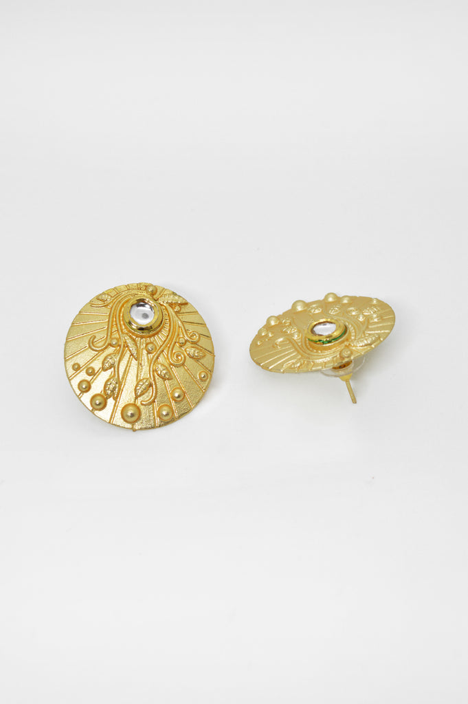 Gold Coin Handcrafted Stone Studded Earrings Online