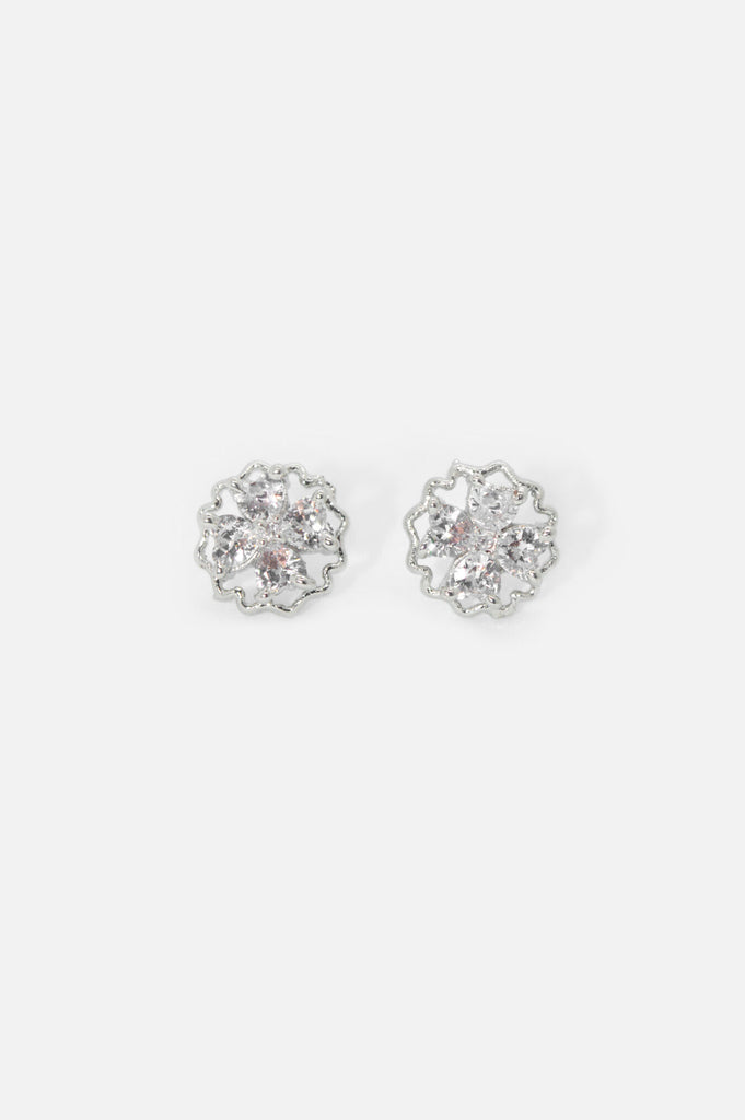 Stunning American Diamond Silver Plated Stud Earring - Stud - Earrings / Women