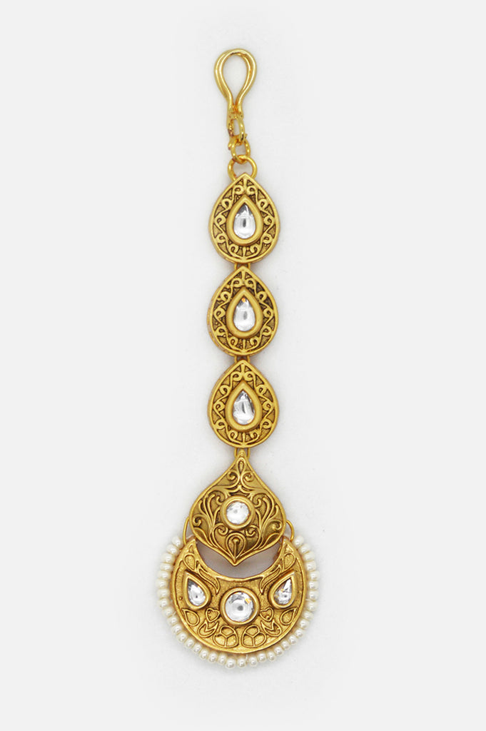 Handcrafted Gold Plated Maang Tikka By Niscka - Gold Maang Tikka Collections