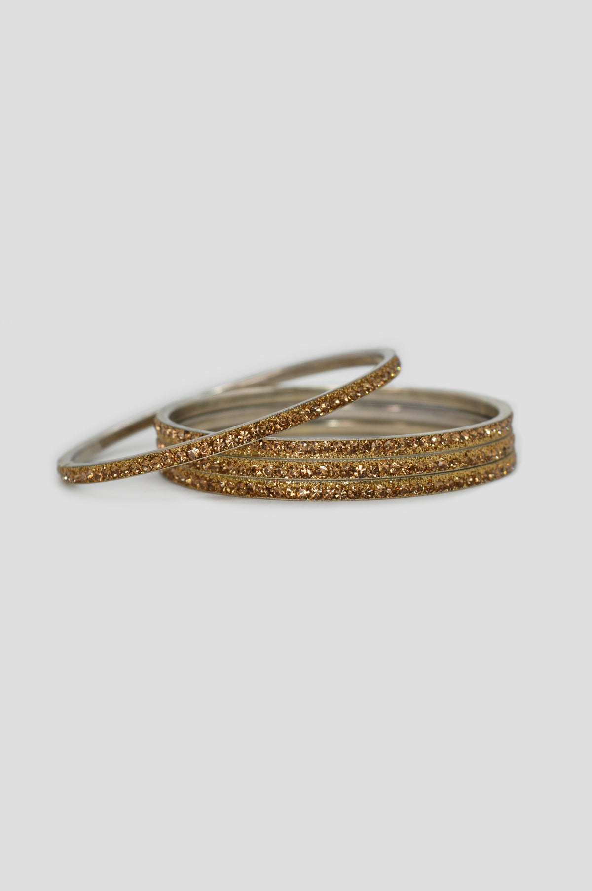 Gold Shimmer Crystals Bangles - Gold Kada for Women