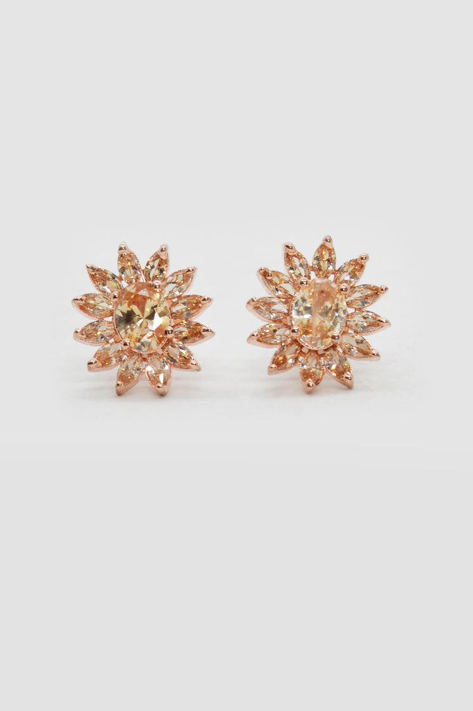 Rose Gold Flower With American Diamonds