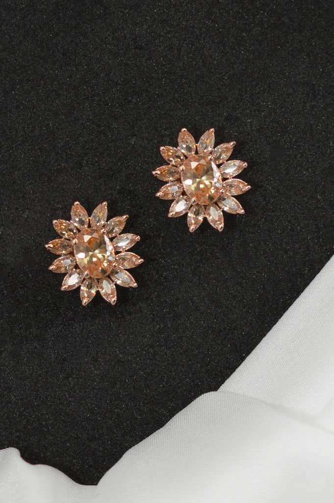 Rose Gold Flower With American Diamonds for Women 