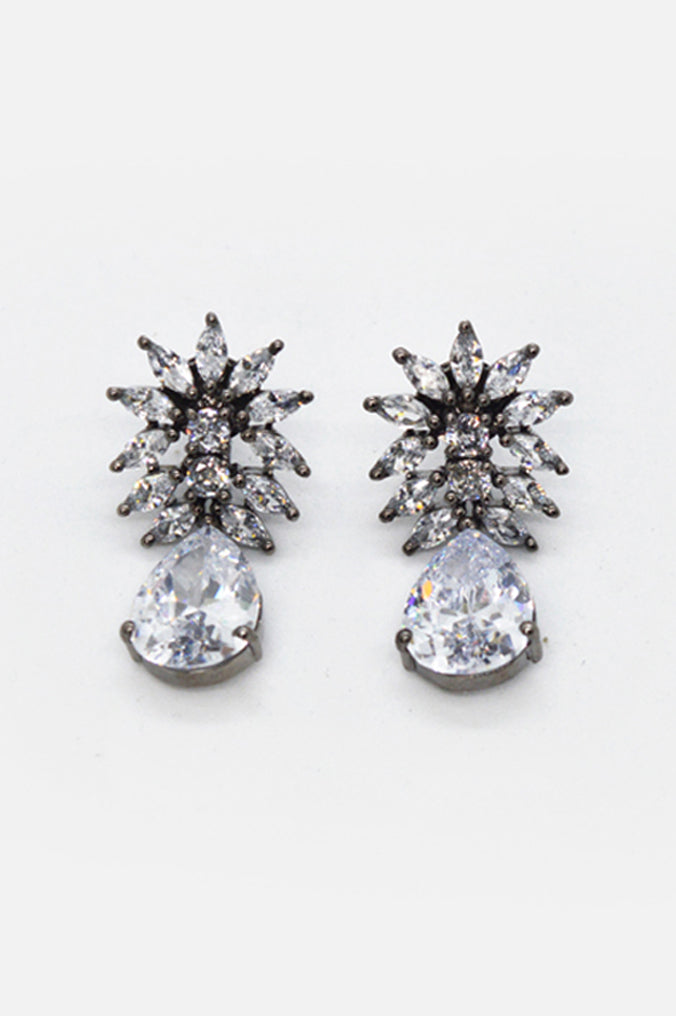 Designer White Stone Studded American Diamond Earring for Women - Niscka 