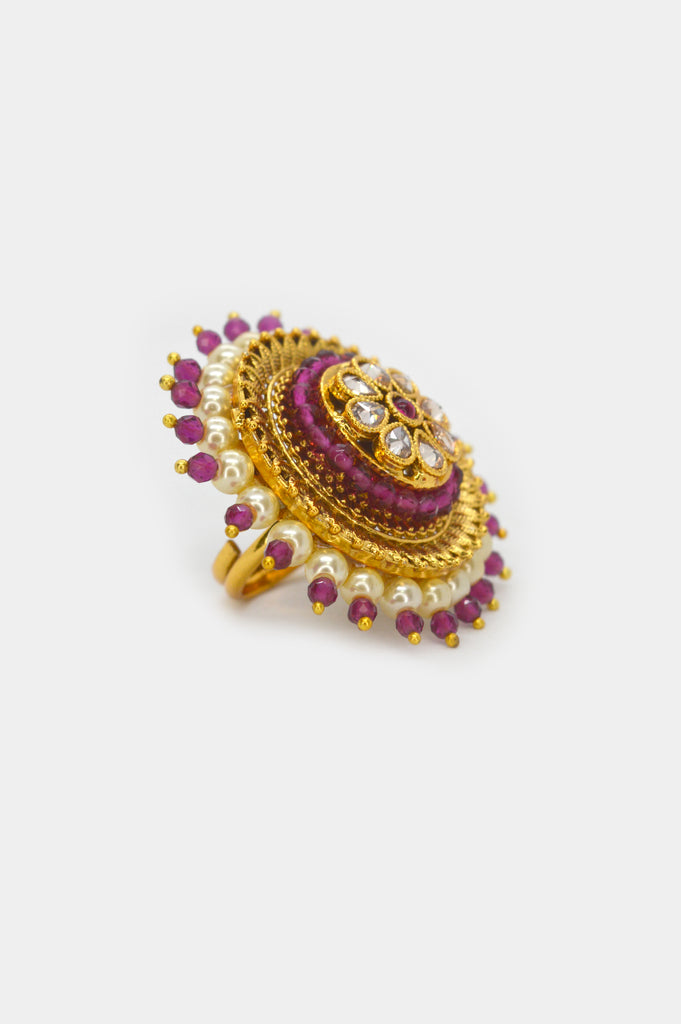 Floral Motif Traditional Ring Online for Women 