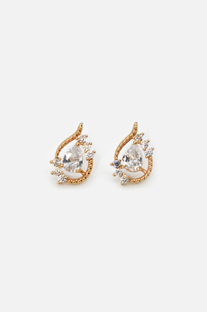 Drop Designed American Diamond Gold Plated Earrings