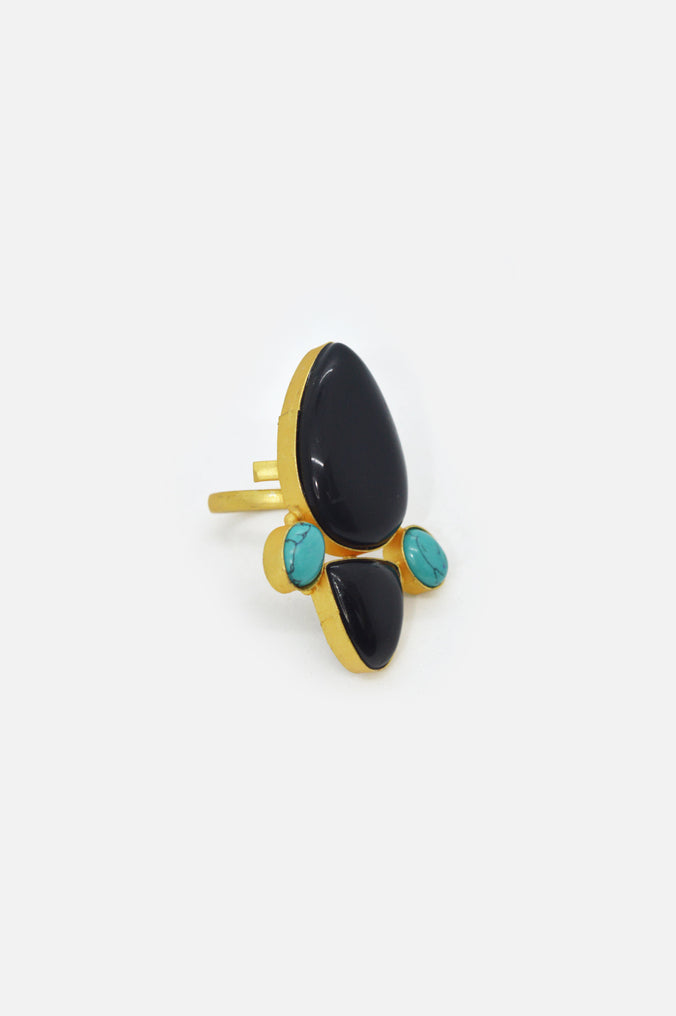Gold Plated Handcrafted Raven Ring Online - Buy Black Rings for Women