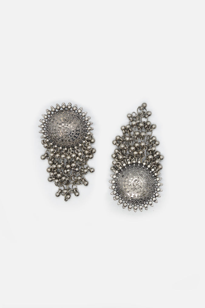 Oxidized Moon Shape Silver Plated Earrings for women - Niscka