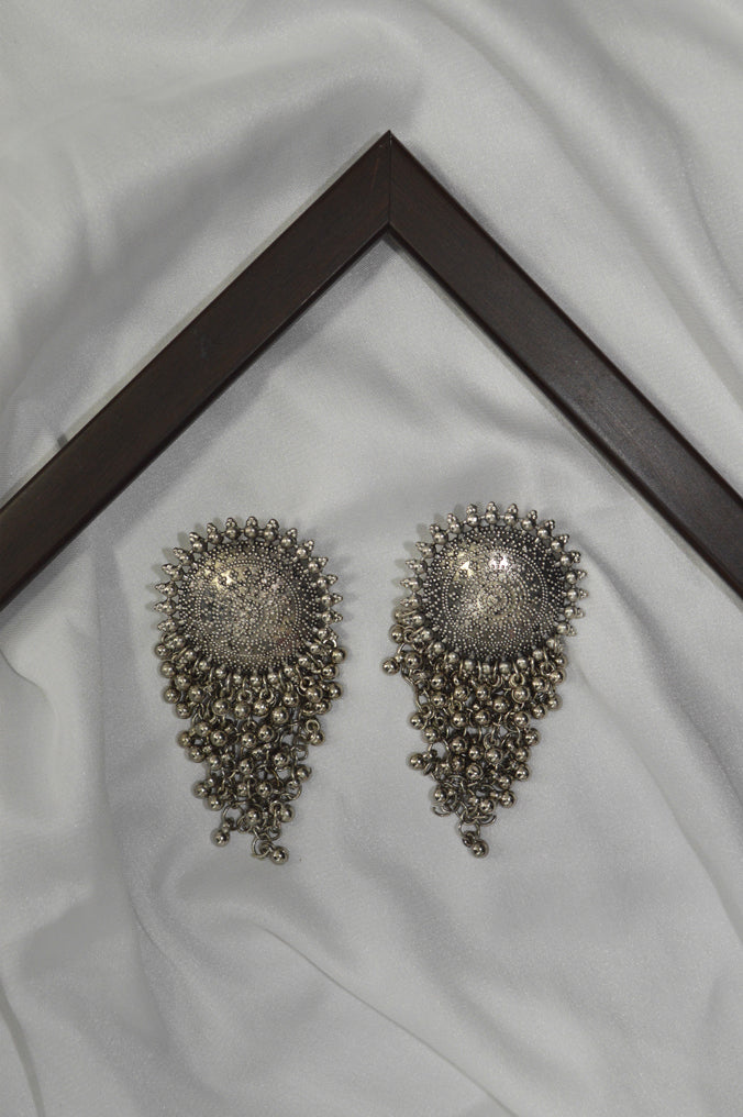 Oxidized Moon Shape Silver Plated Earrings Online