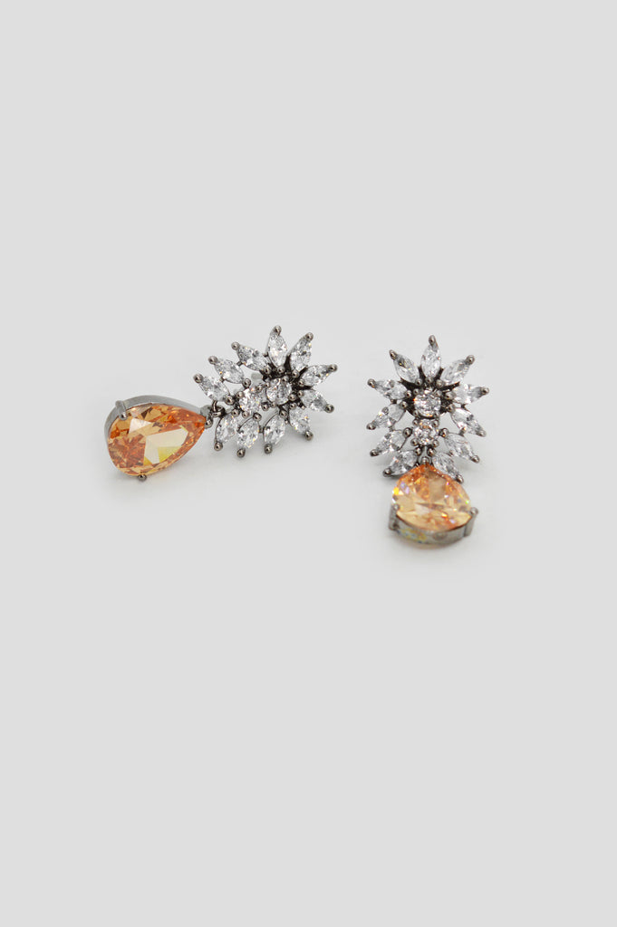 Melon Orange Droplet American Diamond Earrings - Ear ring Design