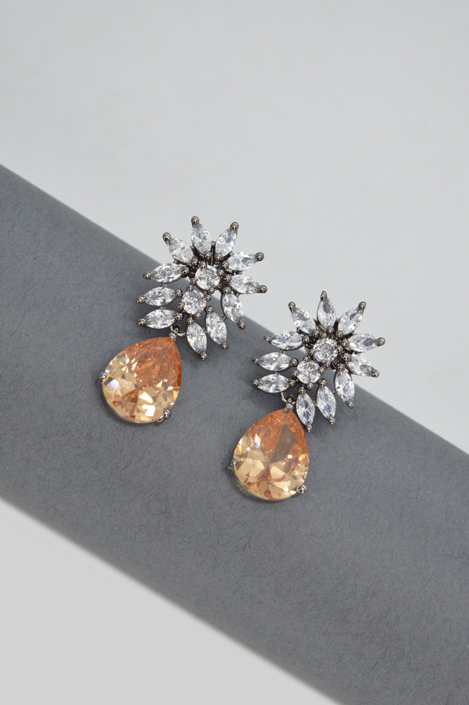 Melon Orange Droplet American Diamond Earrings - Diamond Earrings for Women
