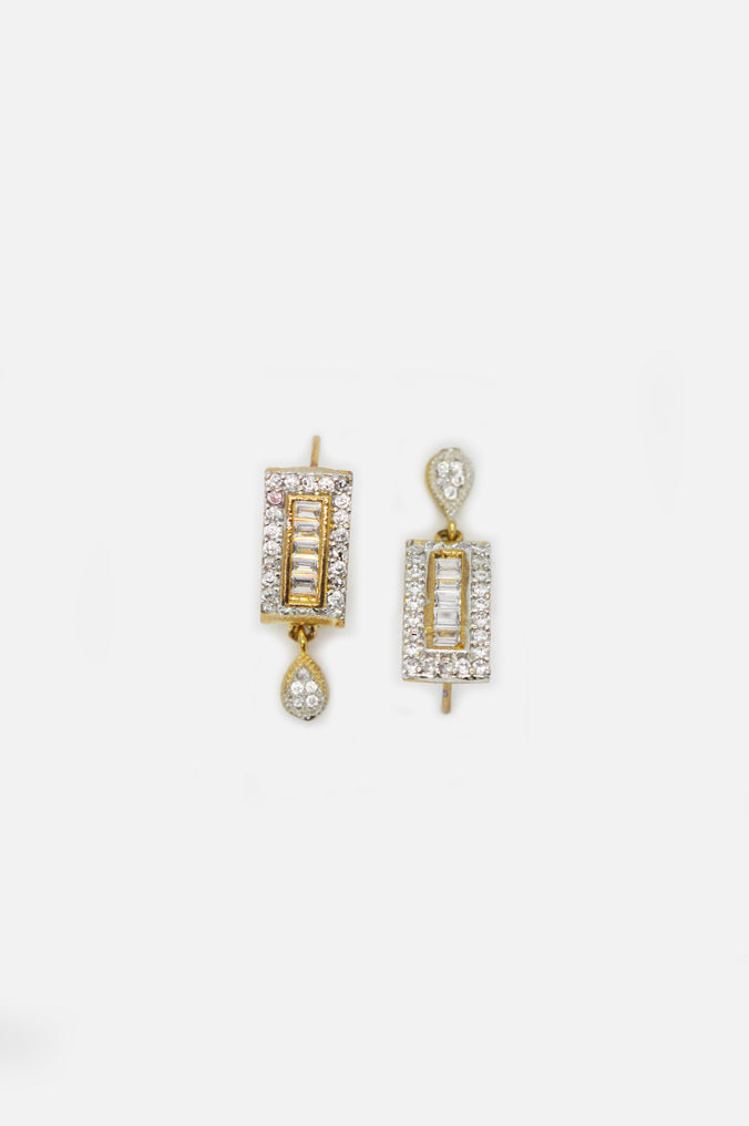 Stylish American Diamond Gold Plated Drop Earrings for Women